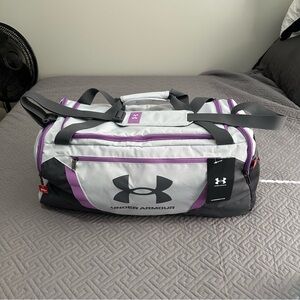 Under Armour Light Gray and Purple Sport Duffle